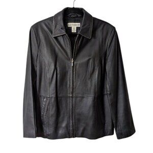 Like New Modern Essentials Women's Leather Jacket Black Size Medium